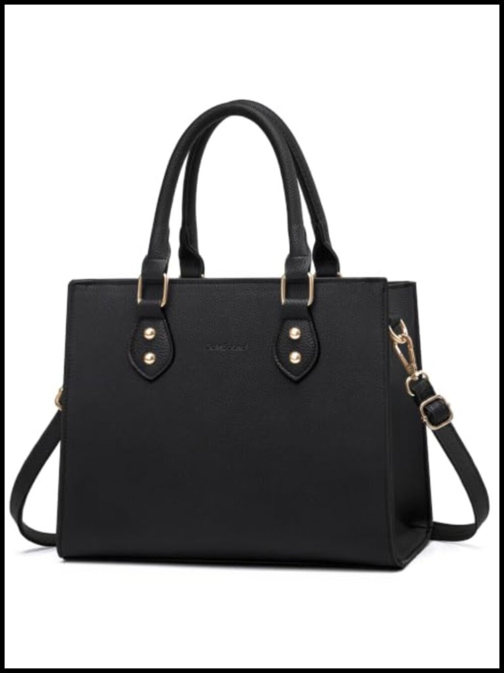 Vegan Leather Top Handle Satchel Crossbody Bag Multi-Compartment